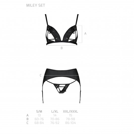 MILEY SET WITH OPEN BRA BLACK  - PASSION
