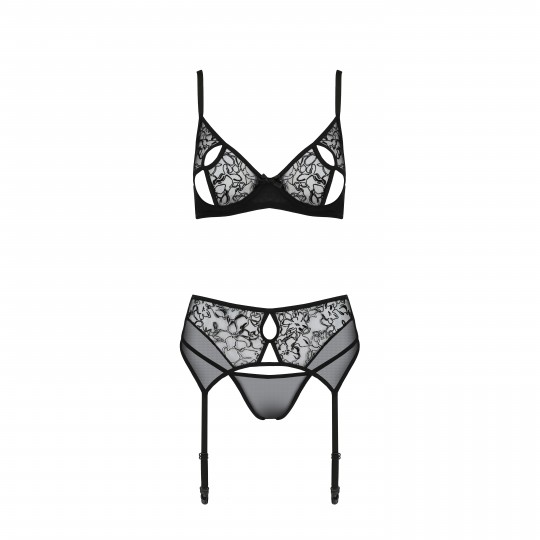PRIMULA SET WITH OPEN BRA BLACK  - ECO PAS