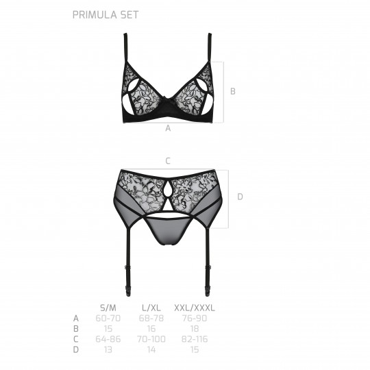 PRIMULA SET WITH OPEN BRA BLACK  - ECO PAS