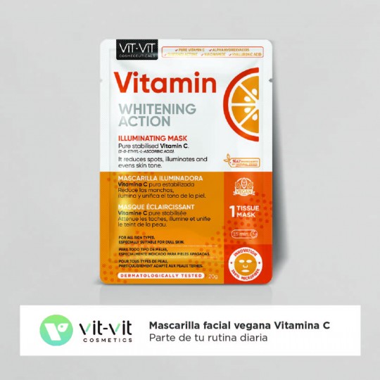 MÁSCARA DE TECIDO FACIAL VITAMIN C VIT VIT COSMETICS 20GR
