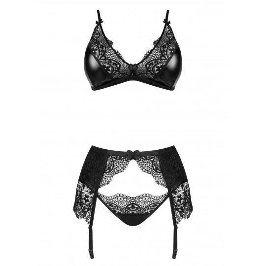CONJUNTO DE 3 PIEZAS OBSIDIAN DESIRE SET BEAUTY NIGHT FASHION NEGRO