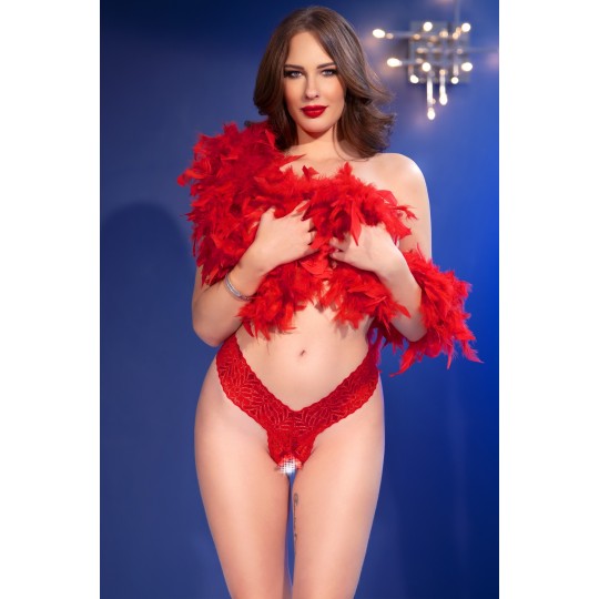 TANGA DE RENDA CON ABERTURA CR-4885 ROJO CHILIROSE