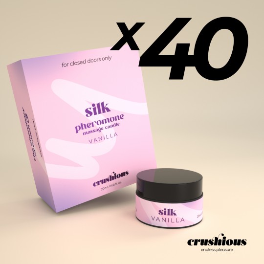 PACK OF 40 CRUSHIOUS SILK MASSAGE CANDLE WITH PHEROMONES AND VANILLA SCENT 20ML