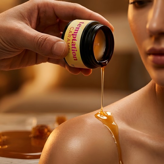 VELA DE MASSAGEM TEMPTATION COM FEROMONAS E AROMA DE CARAMELO 20ML CRUSHIOUS