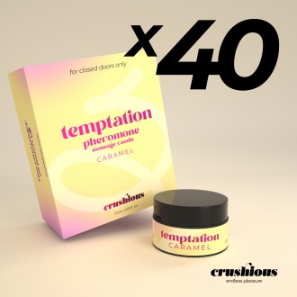 УПАКОВКА ИЗ 40 ШТ. МАССАЖНАЯ СВЕЧА TEMPTATION С ФЕРОМОНАМИ И АРОМАТОМ КАРАМЕЛИ, 20 МЛ, CRUSHIOUS