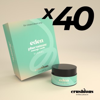 PACK DE 40 VELA DE MASSAGEM EDEN COM FEROMONAS E AROMA FLORAL 20ML CRUSHIOUS