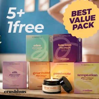 PACK 5 + 1 GRATUITO VELAS DE MASAJE CON DIFERENTES AROMAS Y FEROMONAS 20 ML CRUSHIOUS