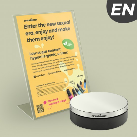 ВРАЩАЮЩИЙСЯ ДИСПЛЕЙ CRUSHIOUS С ЛУБРИКАНТОМ ПРЕЗЕНТАЦИОННАЯ ЛИСТОВКА НА АНГЛИЙСКОМ ЯЗЫКЕ