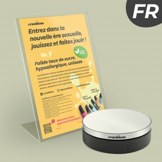CRUSHIOUS ROTATING DISPLAY WITH LUBRICANT PRESENTATION FLYER IN FRENCH