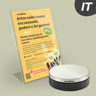 CRUSHIOUS ROTATING DISPLAY WITH LUBRICANT PRESENTATION FLYER IN ITALIAN