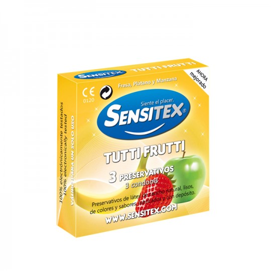 SENSITEX DISPLAY WITH 48X3 VEGAN TUTTIFRUTTI CONDOMS