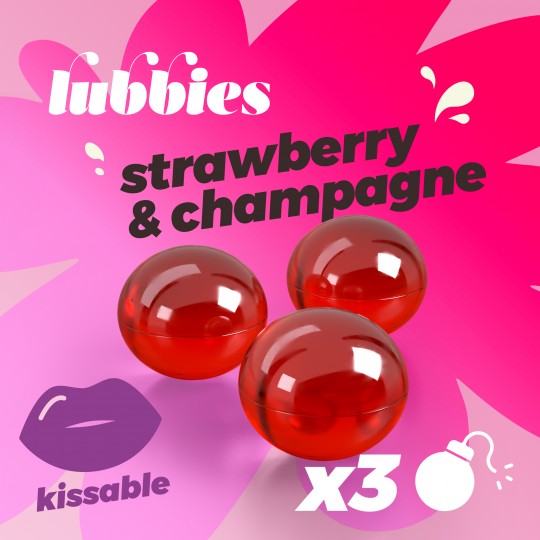 CRUSHIOUS LUBBIES KISSABLE OIL BALLS STRAWBERRY &amp; CHAMPAGNE